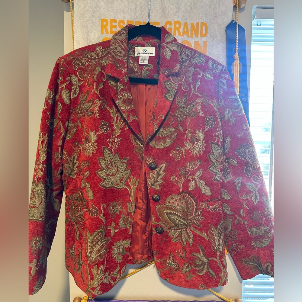 Erin London Red and Tan Floral Blazer